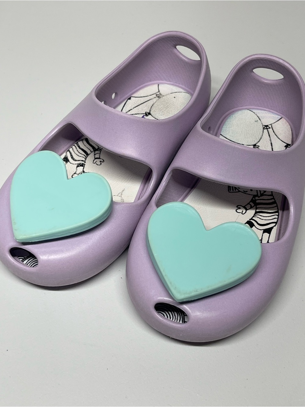 Baubles + Soles Kaia Jelly Mary Jane Flats Lilac Purple Mint Heart Girls Size 9
